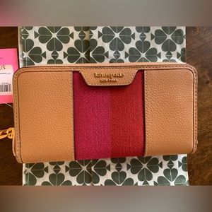 NWT Kate Spade Racing Stripe zip-around Continental wallet